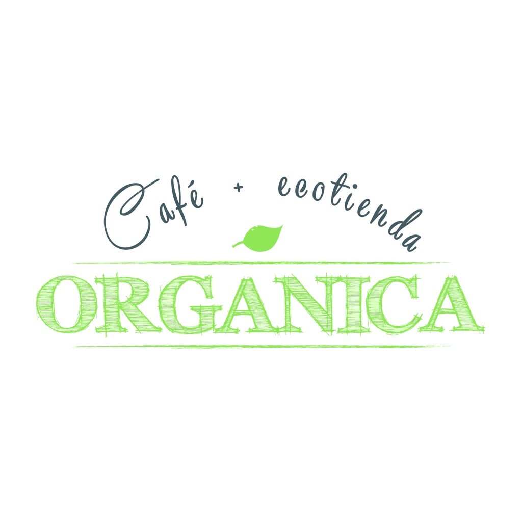 Cafetería orgánica con opciones vegetarianas y veganas. Tienda de productos de comercio justo.