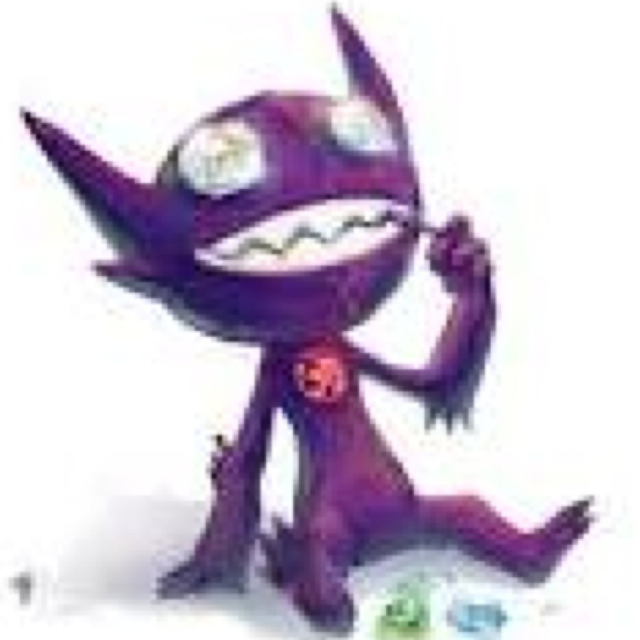 A shy Sableye she is. She doesn't talk to others a lot, because she's always in caves, looking for gems. Though she's socially awkward, she can be a great frien