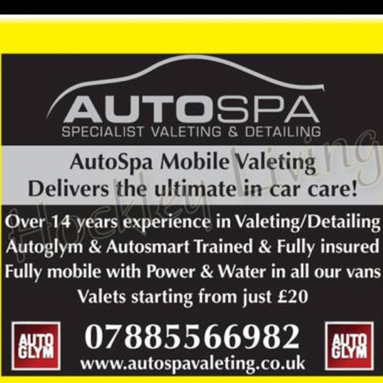 HydeAutospa's profile picture. AutoSpa Mobile Valeting Delivers the ultimate in car care! Over 14 years experience in car Valeting / Detailing, Autoglym & Autosmart Trained & Fully insured.
