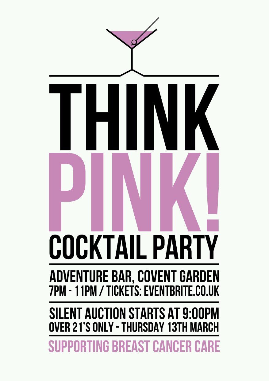 EventGreenwich's profile picture. A Fun Cocktail Party raising money for Breast Cancer Care! 17th March | Adventure Bar | Covent Garden