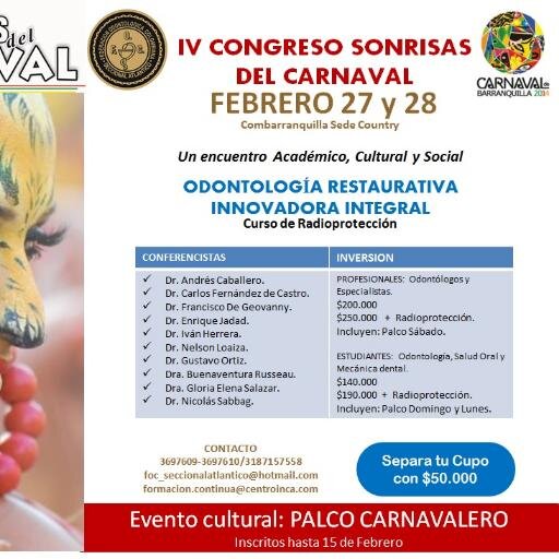 FocSonrisas's profile picture. Federacion Odontologica Colombiana. Congreso Sonrisas del Carnaval.