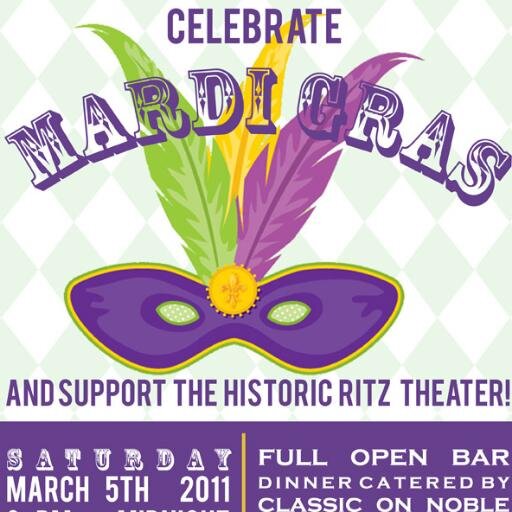 The Annual Mardi Gras Gala. The biggest Mardi Gras event in North Alabama. Proceeds benefit Talladega’s Historic Ritz Theatre. http://t.co/L2DUOOhVwi