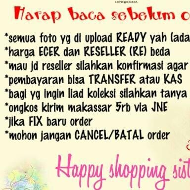 Trusted Online shop, no minimun order, harga murah, serius only. cek favorit u/ katalog, pin 745E8AC8 so happy shopping.!!^^