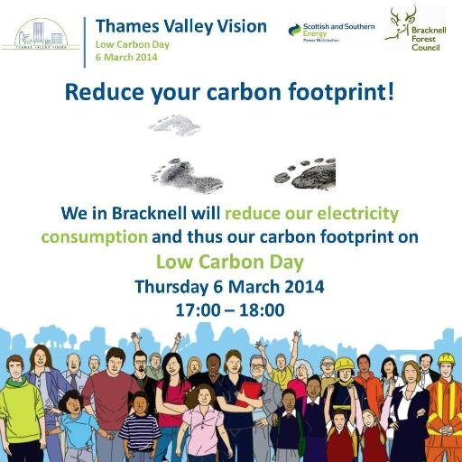 LowCarbonDay's profile picture. We in Bracknell will reduce our electricity consumption and thus our carbon footprint on Low Carbon Day, Thursday 6 March from 17:00-18:00