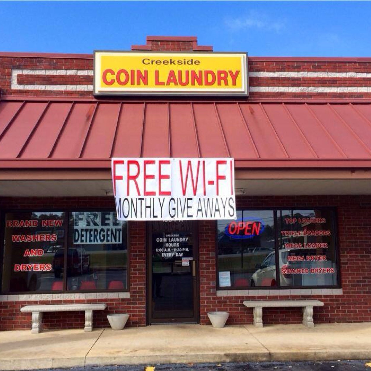 *****************NOW OPEN***************** Creekside Coin Laundry 1584-A U.S. 19 S Leesburg, GA. BRAND NEW Maytag machines. Follow us for twitter giveaways.