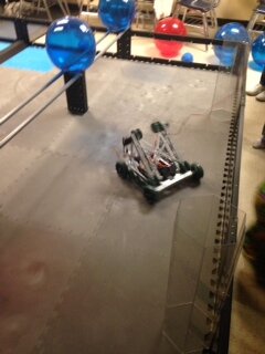 VEX Robotics team 9447A, we're all female, and came in third in the eliminations round at our first competition.