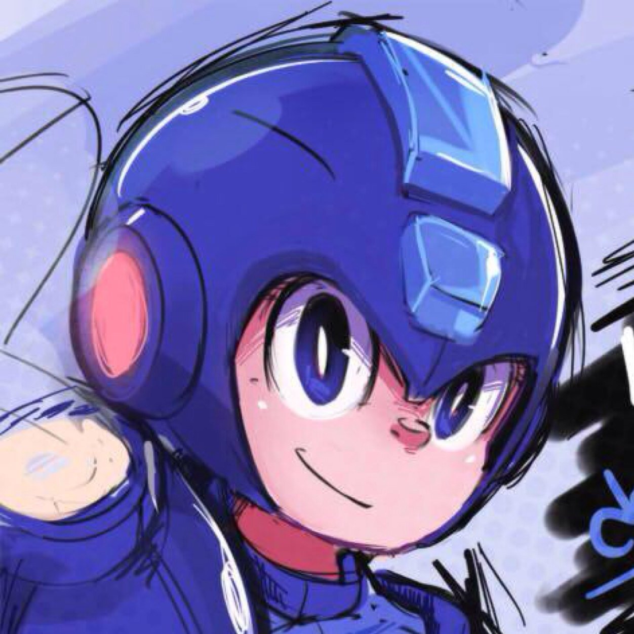Unclassified blue cyborg, fighter, and hero.