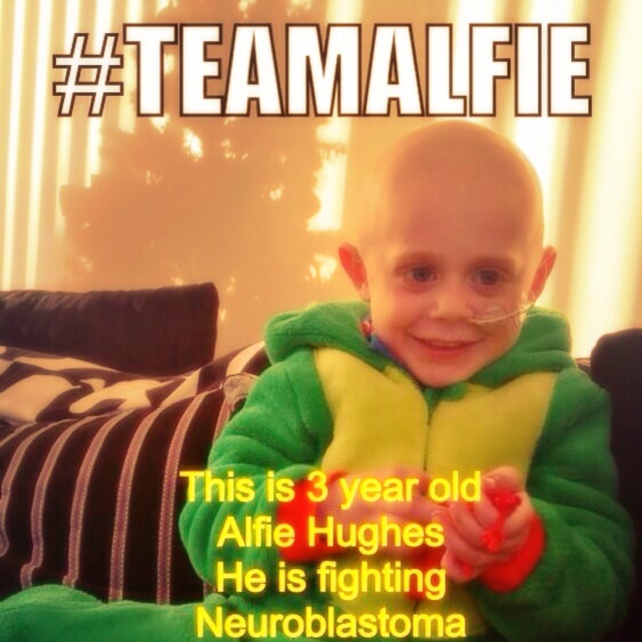 Alfie Hughes is a little handsome doncaster born three year old He's recently been diagnosed with neuroblastoma
