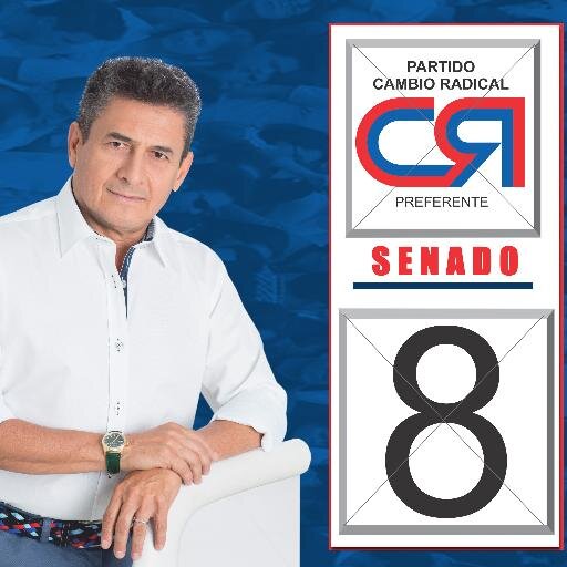 Empresario colombiano aspirante al Senado de la República por Cambio Radical. Número 8 en el tarjetón