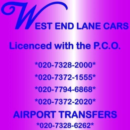 24 hours a day 7 days a week Mini cabs,executive cars, account work , school runs 02077946868/02073282000 Email : Info@westendlanecarsltd.com