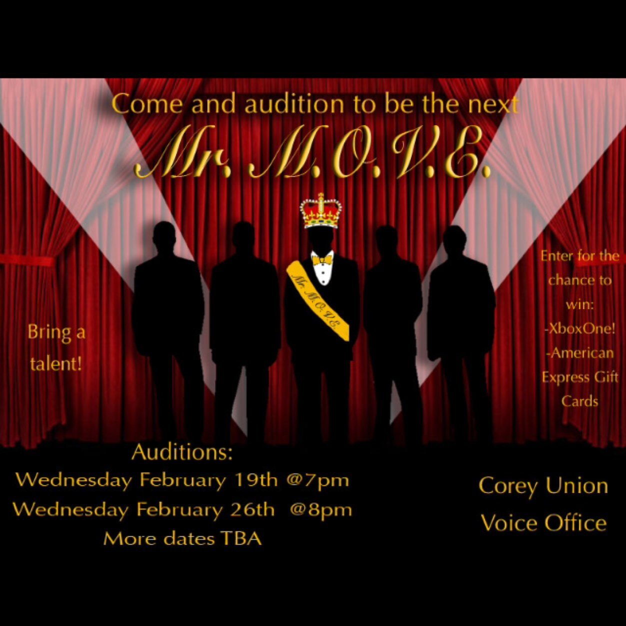 Be a part of something greater than yourself; be a part of the MOVEment! Join us every Wednesday at 7pm in the Voice Office, in Corey Union.