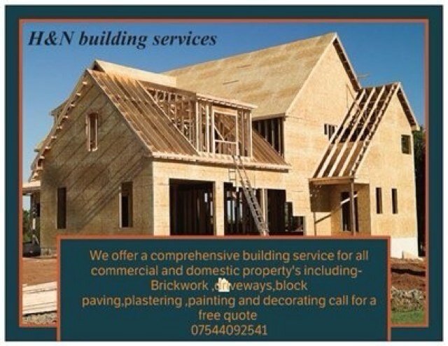 HandNbuilding's profile picture. We offer a comprehensive building service including
Brickwork
Driveways
Block paving
Plastering
Painting & decorating 
Call for a free quote
07544092541