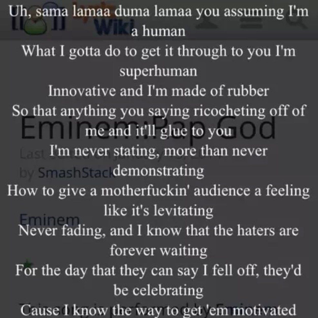 I like hockey and video game and foot ball and last of all eminem will the real slimshady please stand up
