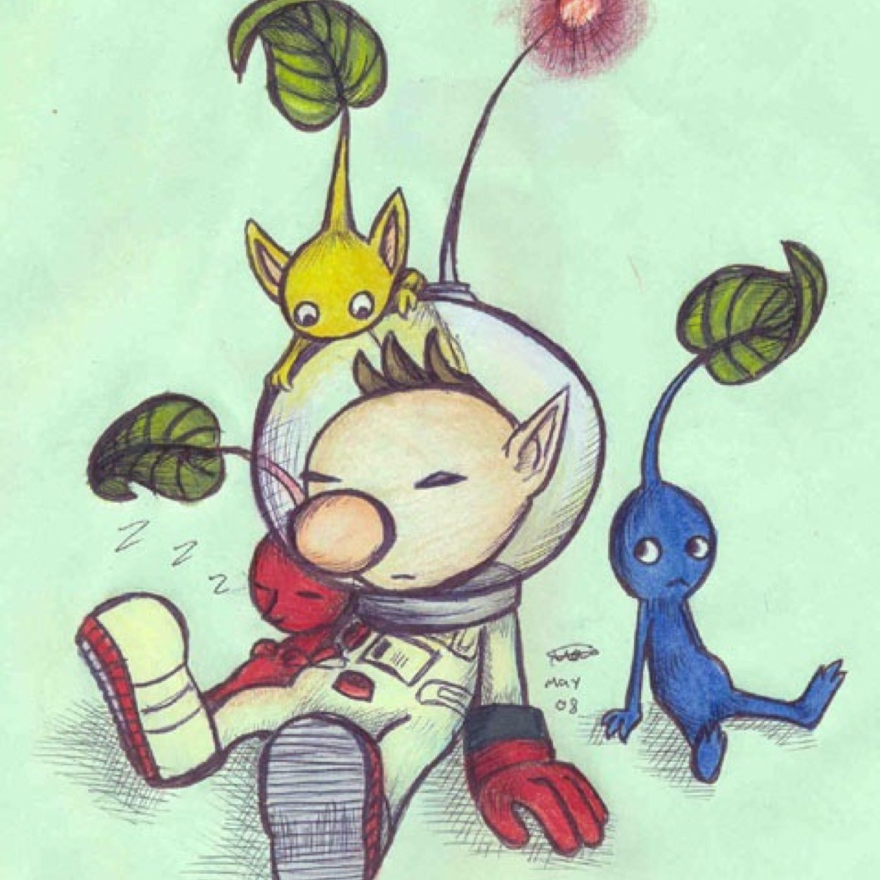 Greetings, people of this planet. I am Captain Olimar of Hocotate! I landed on this planet, and had found little plant-like creatures I call Pikmin. [#SSBRP]