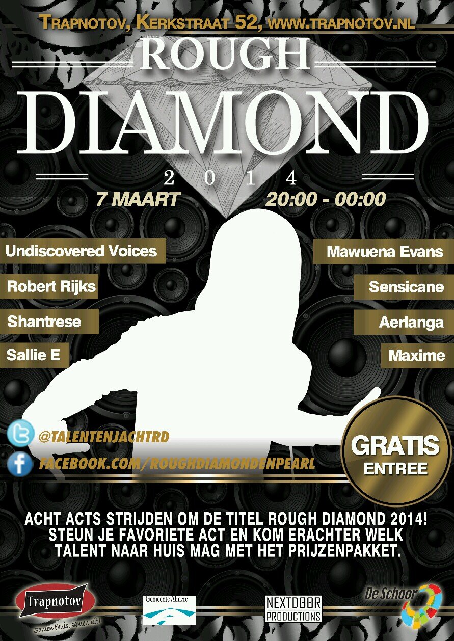 Talentenjacht binnen Flevoland. Schrijf je nu in! Contact.RoughDiamond@gmail.com