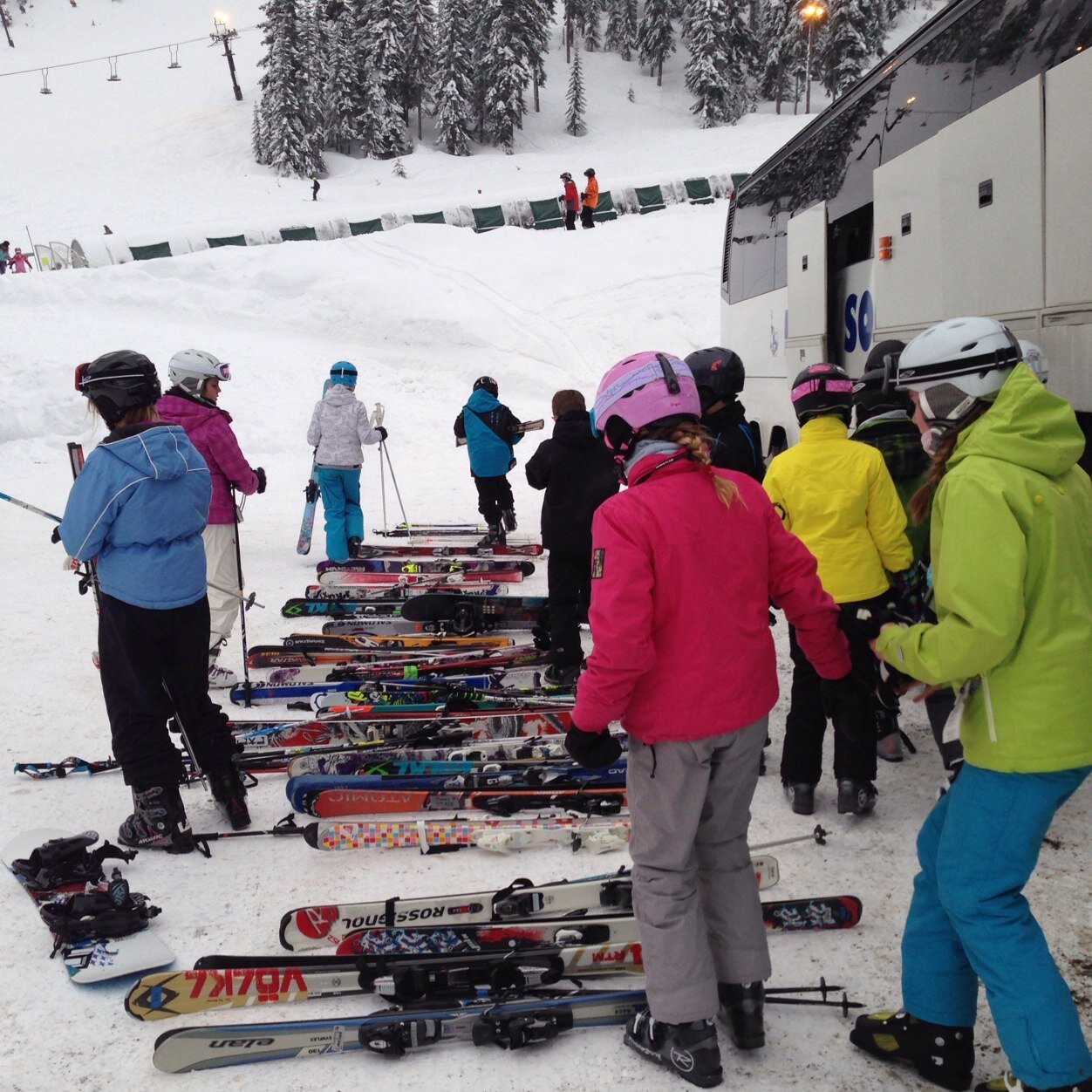 Most awesome Friday night ski bus from ASB school.