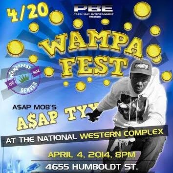 Wampa Festival is an all day music festival at The National Western Complex in Denver, Colorado scheduled on 4/20 in celebration of music, peace and expression.