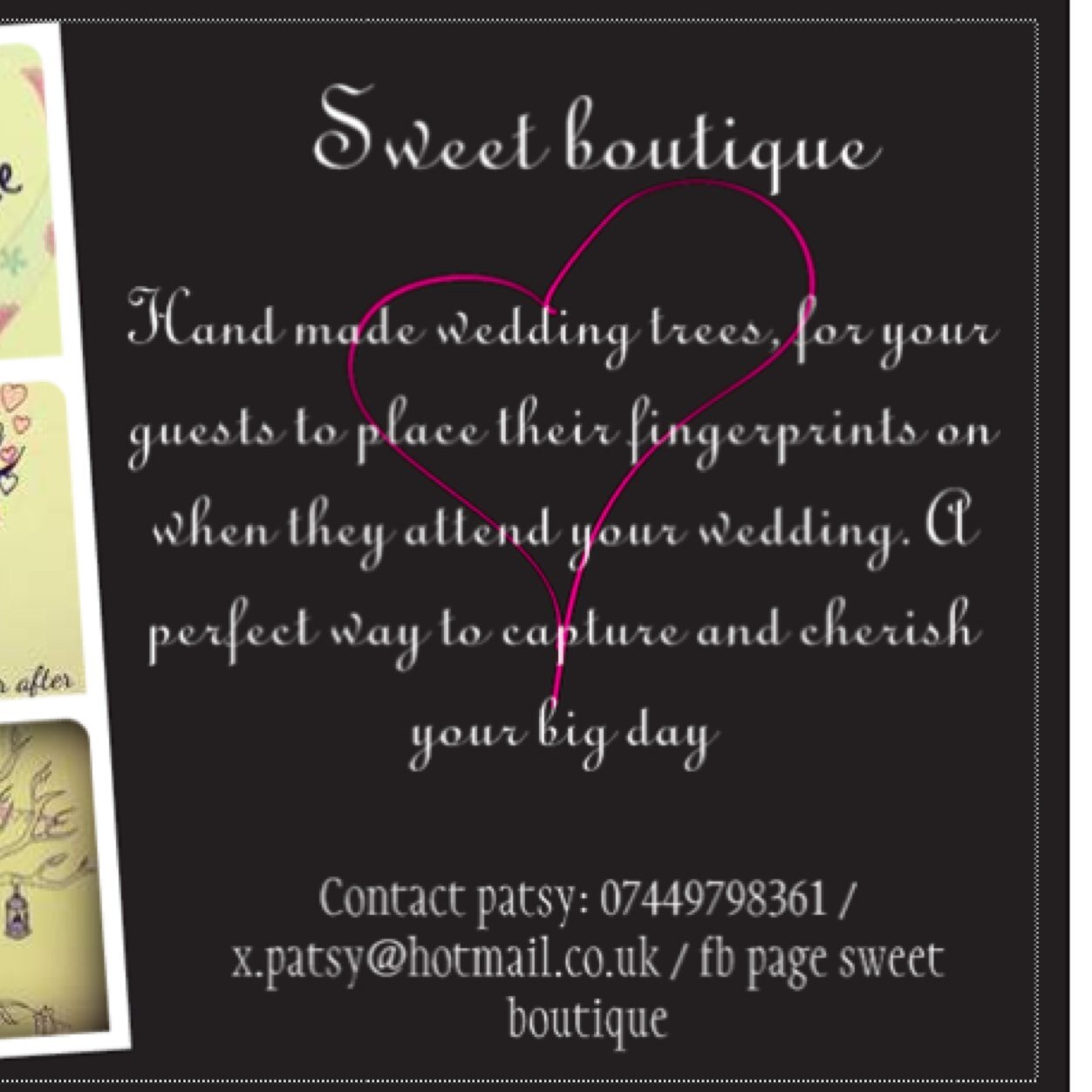 Beautiful hand drawn wedding trees and hand made wedding and sweet gifts ❤