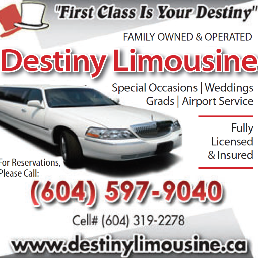 Destiny Limousine LTD Affordable Vancouver #Limo Rates for #Airport Grads & #Wedding. Surrey Limousine in Langley Abbotsford & Delta to #yvr. Download #limoapp