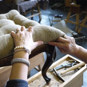 With a passion for furniture and textiles we run a full upholstery service, a range of Traditional Upholstery courses, workshops and AMUSF accredited training.