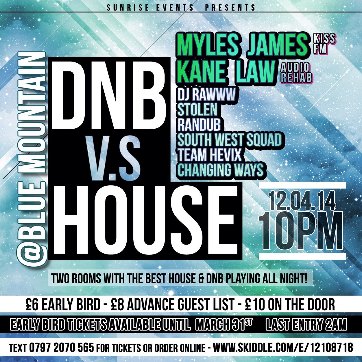 ON 12th OF APRIL WE WILL BE TAKING OVER BLUE MOUNTAIN FOR A DnB vs HOUSE NIGHT! GET TICKETS NOW FROM £6!! TICKETS LINK BELOW!
