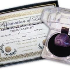 A gift based on the fact that penguins mate for life, monogamous mates. We offer a semi precious stone, ring box, personalized certificate, and story card.
