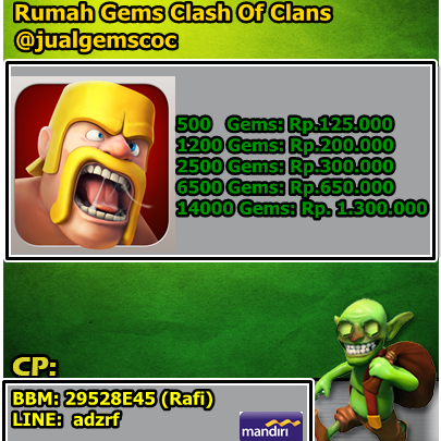 Jual Gems Clash Of Clans | via Bank | BBM: 29528E45 | Line: adzrf | #Trusted #COC JOT.ltd