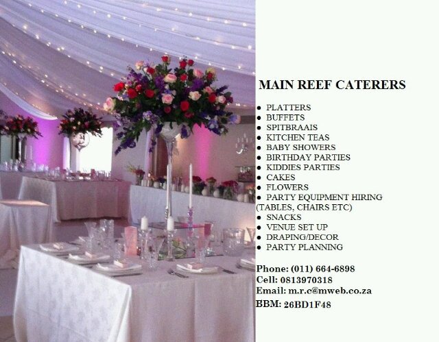 Catering, Decor, Party hire, Cakes