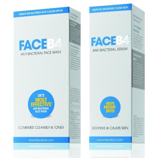 FaceB4's profile picture. The UK’s most effective anti-bacterial face wash. FaceB4 simply + effectively removes impurities to help reduce potential skin breakouts, blemishes and redness