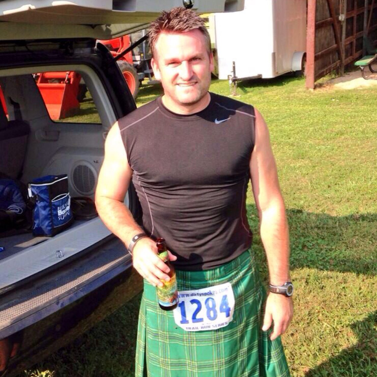Beer drinker with a running problem.