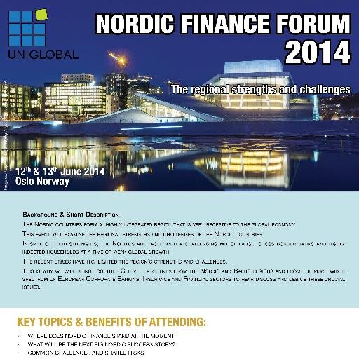 norexpfin's profile picture. We will be hosting our first Nordic Finance Conference on 12 and 13th June 2014. If you wish to speak sponsor or attend tweet us please!