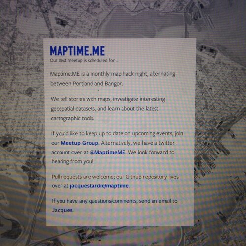 Get your geo on. We talk maps, geodata, and publishing. Beginners welcome!