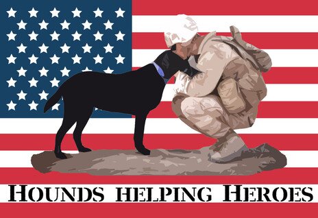 Hounds Helping heroes, Inc. provides service dog training for active and retired military members suffering from various forms of disabilities.