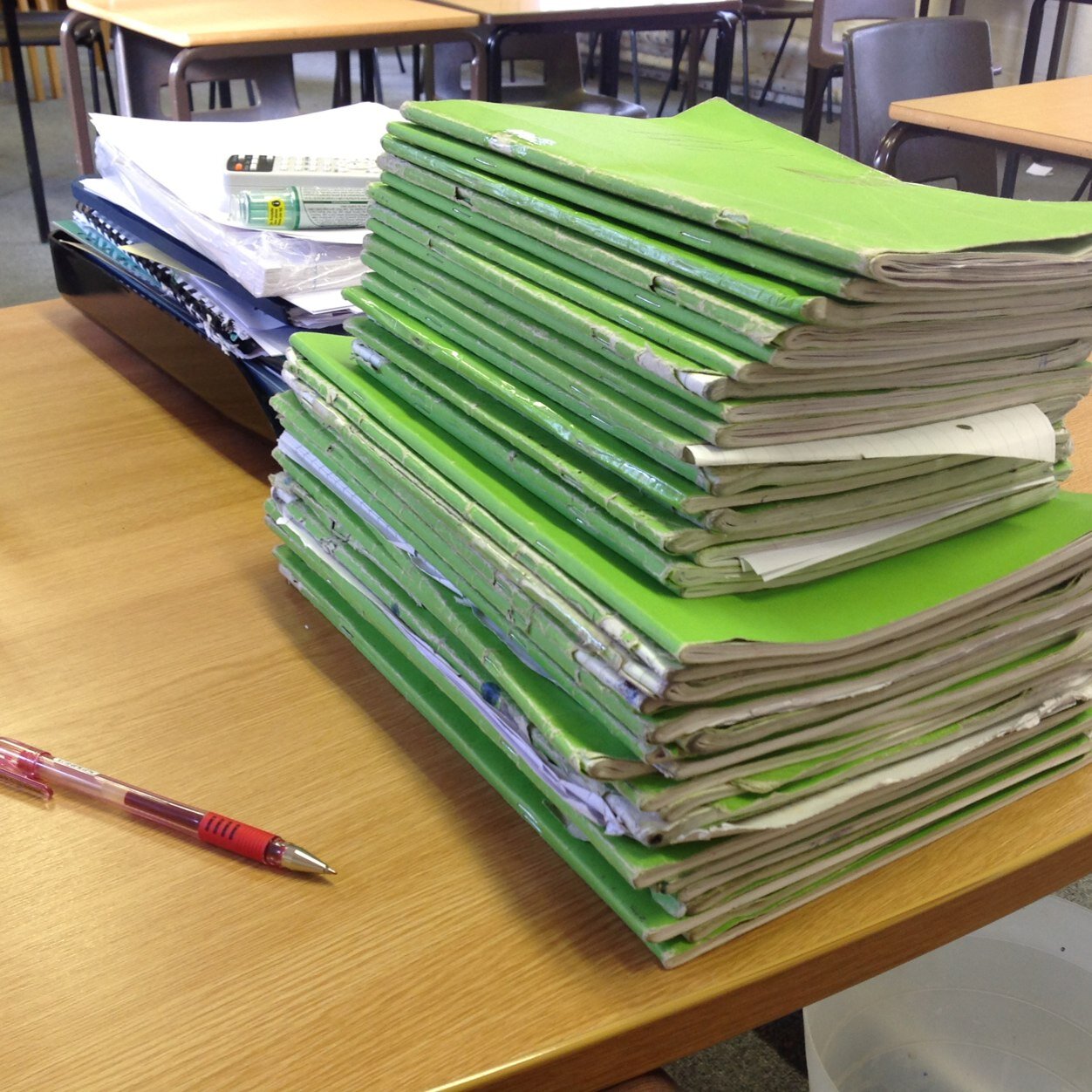 Photos of a teacher's desk - academic, humorous, inspiring, ironic, pedagogical, mundane, literary, SPAG etc.