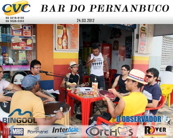 SOMOS UM GRUPO APAIXONADO POR SAMBA E FUTEBOL. TEMOS UM PROJETO NA CIDADE DE PVH CHAMADO REUNIÃO DO SAMBA. TODOS OS SÁBADOS NO BAR DO PERNAMBUCO.