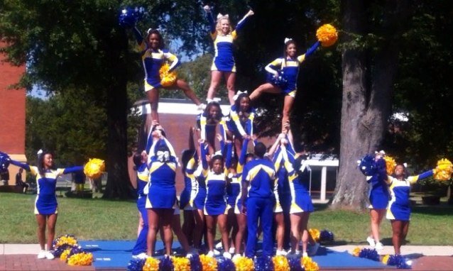 Limestone College D2 coed cheer team; cheer at football & basketball games, and our competition team competes at various competitions. Scholarships available!!