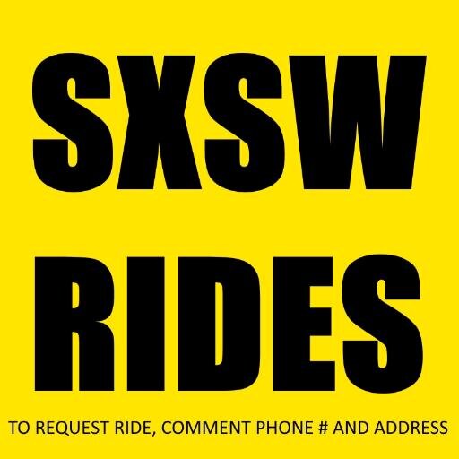 SXSW_RIDES's profile picture. TO REQUEST A RIDE: Call 512 489-7082 or Tweet @SXSWRIDES with your phone # and location. Offering rates 75% cheaper than the competition