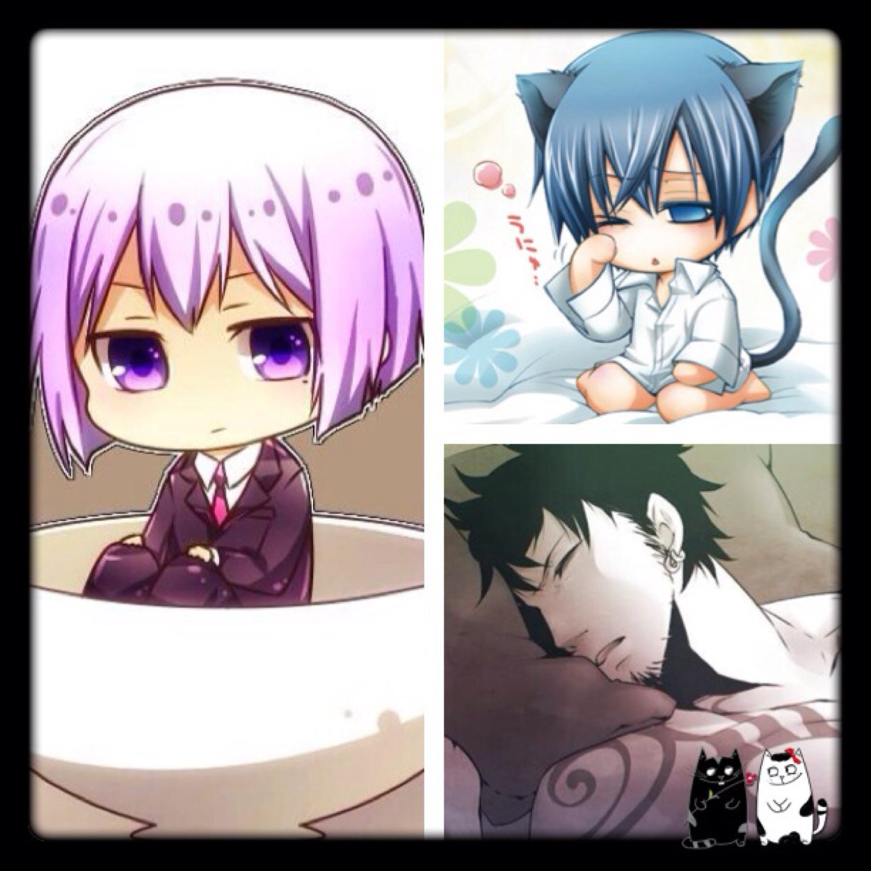 Liam: #MarriedMeowMeow @Saijii_Saiyan #Neko London: #MarriedTheOneAndOnlySam @HeavenSaiyans_  #Angel Matt: #EngagedToTheSexy @Bartz_K