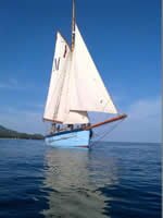 Morwenna, the boat, is 45ft on deck (60ft with bowsprit) and is built by craftsmen to create a modern classic.