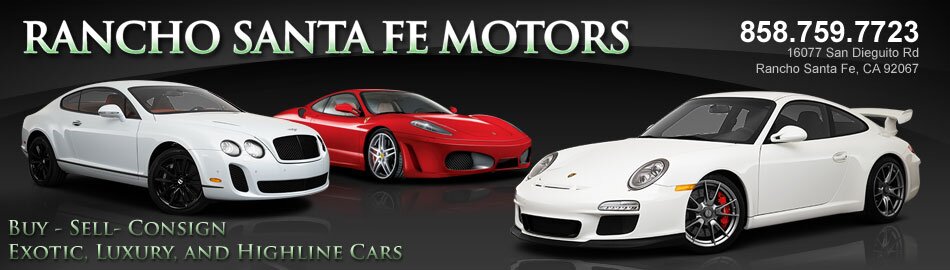 RanchoSantaFeCz's profile picture. RANCHO SANTA FE MOTORS SPECIALIZES IN PREOWNED LUXURY, EXOTIC AND HIGHLINE CARS. BUY-SELL-CONSIGN