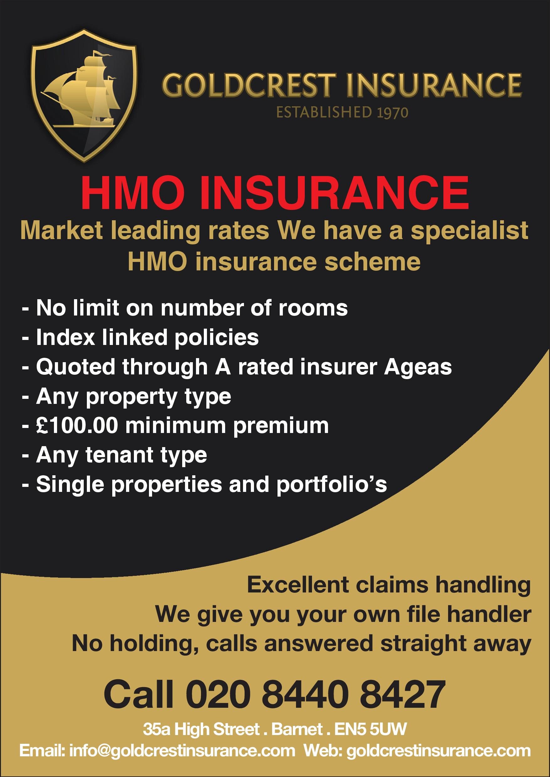 #HMO Property Insurance Specialist for enquiries, contact info@goldcrestinsurance.com or 02084407400