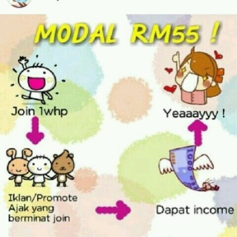 Ini adalah account twitter untuk business 1WHP yg bermodalkan RM55 dengan software yg mggunakan HANDPHONE sebagai mesin pembuat DUIT. NAK JOIN? Instagrm: 1WHP_1