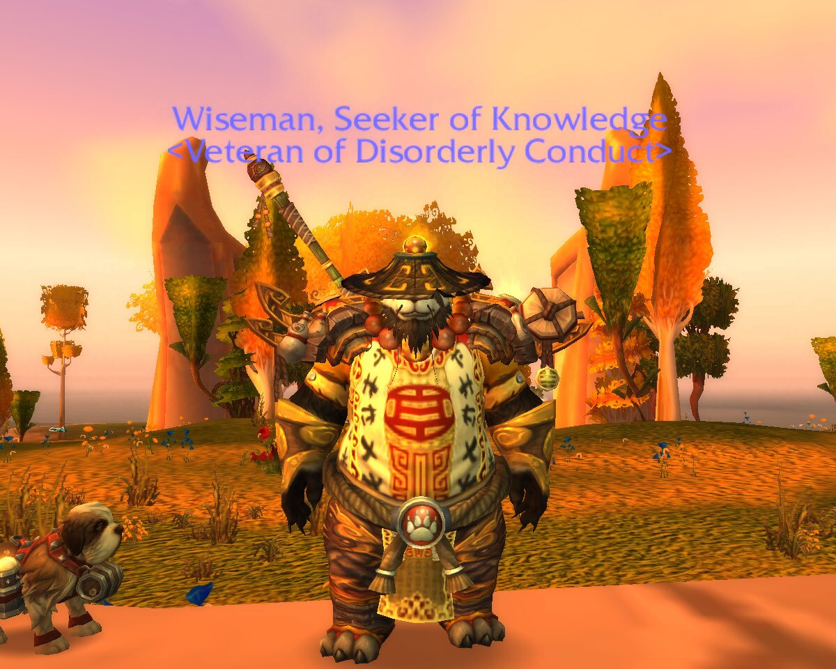 Wiseman is a brewmaster monk from Uther that enjoys drinking, punching faces, and watching My Pretty Pony on the blub.