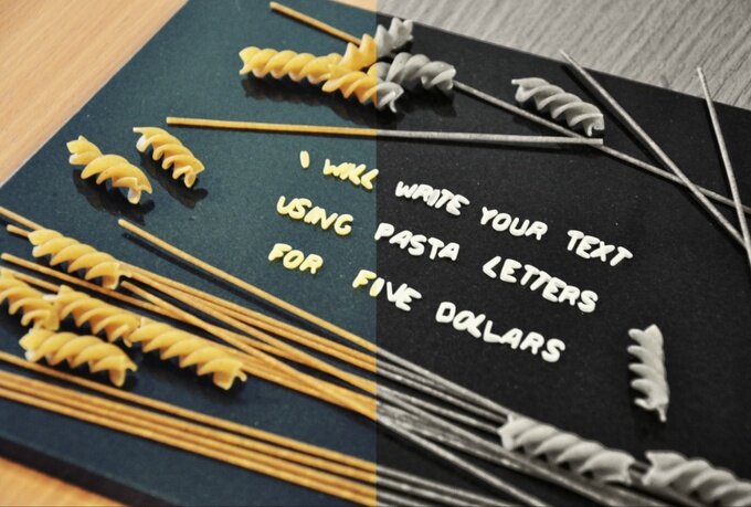 PastaLetters's profile picture. I will write your text using pasta letters for $5. http://t.co/LS1wvJEWGC