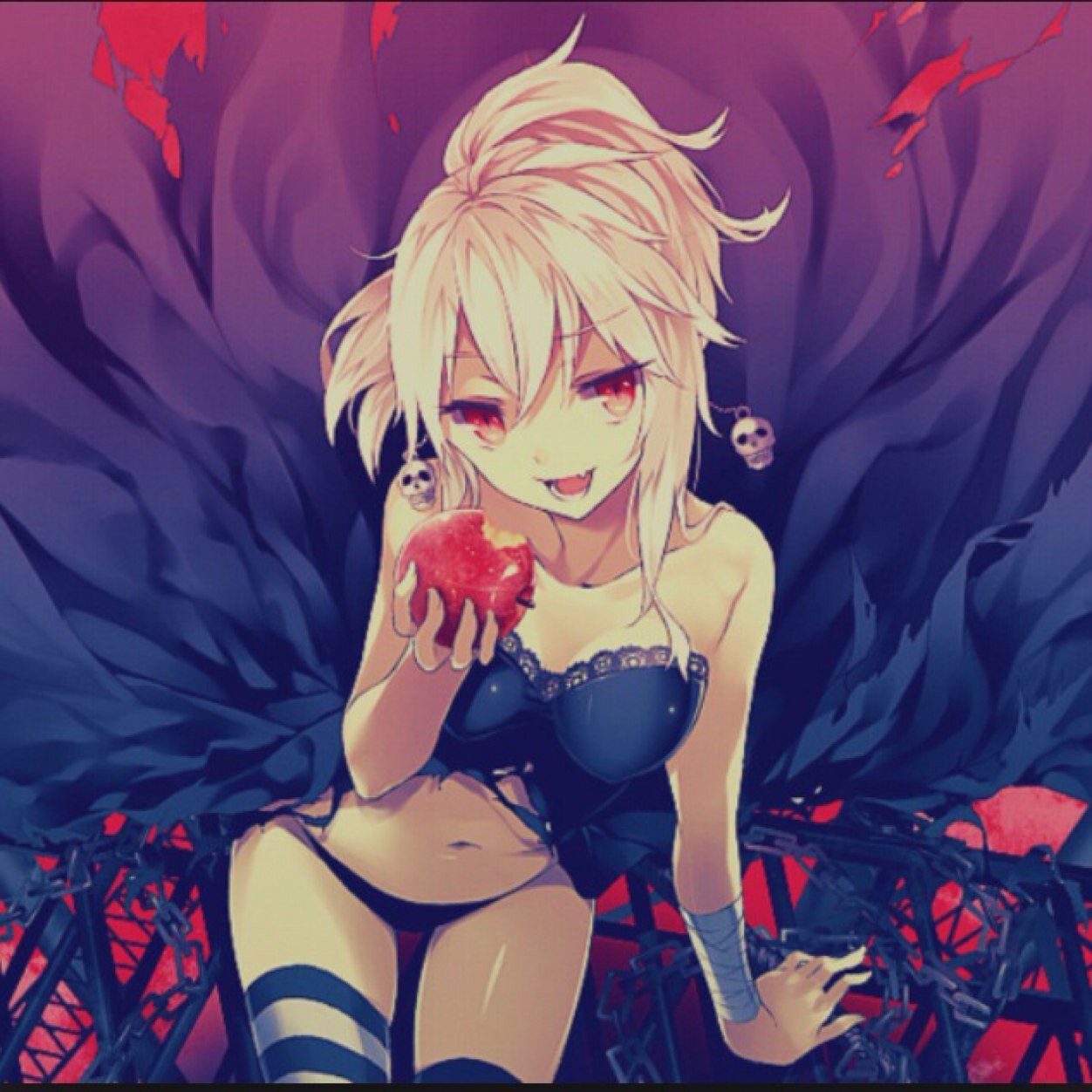 Im Nina the vampire... Blonde with red eyes... Be careful *hisses* I bite...