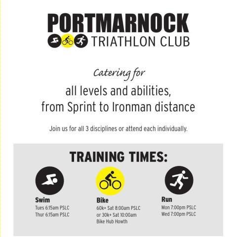 Triathlon Club based at the PSLC, we cater for all levels from novice to experienced triathletes. portmarnocktriclub@gmail.com