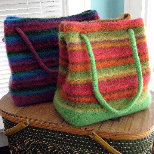 Knitting patterns for hand knit felted bags