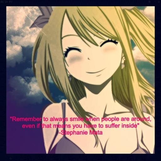 Hi! Lucy here~ The member of the known Fairy Tail! Yes, i am a wizard, but not like Natsu, Erza, and Gray . They are much stronger Anyway, enough about me!