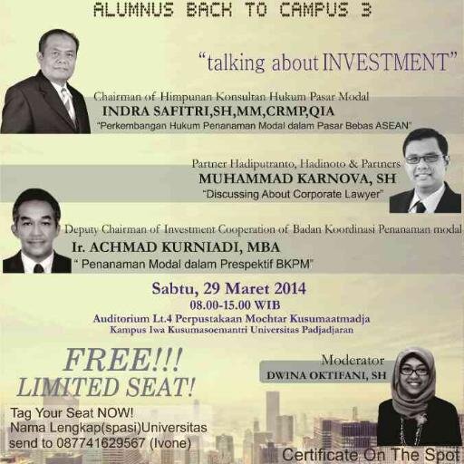 Alumnus Back to Campus! Rangkaian Kuliah Umum dari Departemen Hubungan Eksternal BEM Fakultas Hukum Universitas Padjadjaran.