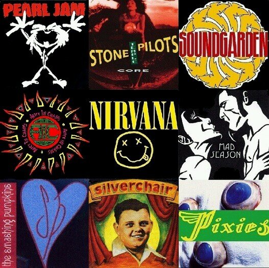 #Grungear #Grungero 1 Alice In Chains 2 Soundgarden 3 Nirvana 4 Pearl Jam 5 Pixies 6 Stone Temple Pilots 7 The Smashing Pumpkins 8 Mad Season 9 Silverchair 10 T